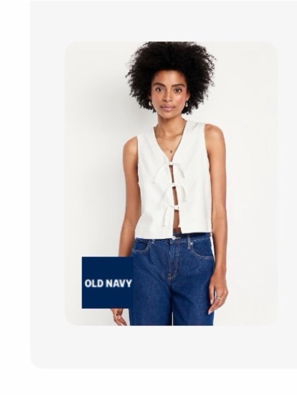 Old Navy Tie Front White/Cream Vest Top